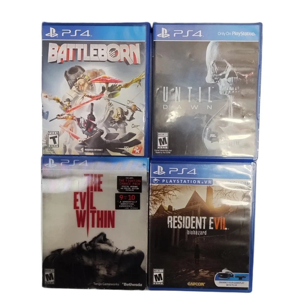 Lot of 4 PS4 Battleborn Until Dawn The Evil Within Resident Evil 7 Biohazard